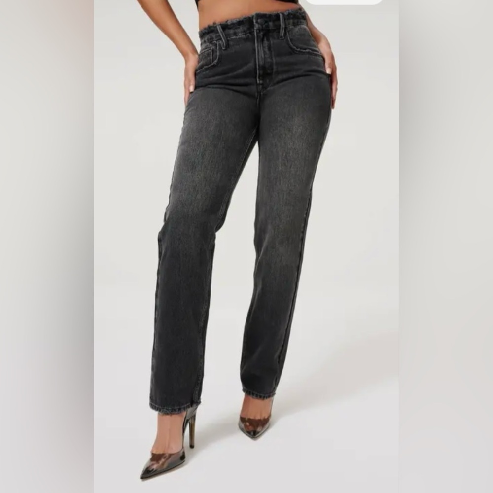 Good American 90s Icon Straight Leg High Rise Jeans
